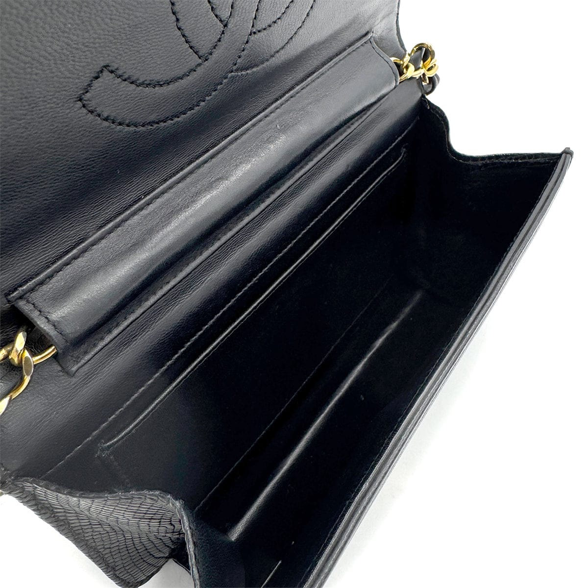 Luxury Promise Japan CHANEL VINTAGE FULL FLAP CHAIN SHOULDER BAG BLACK LIZARD 90292743