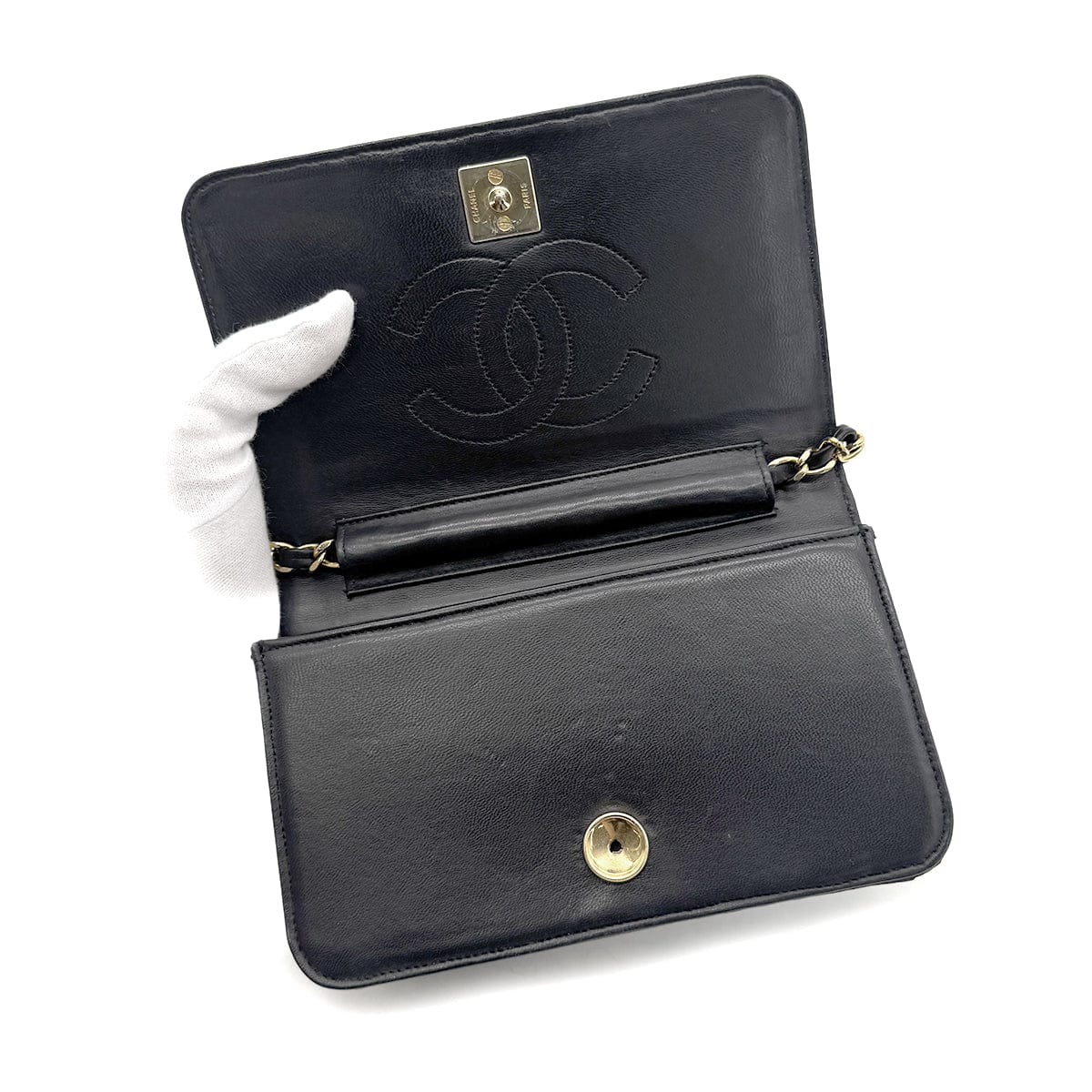 Luxury Promise Japan CHANEL VINTAGE FULL FLAP CHAIN SHOULDER BAG BLACK LIZARD 90292743