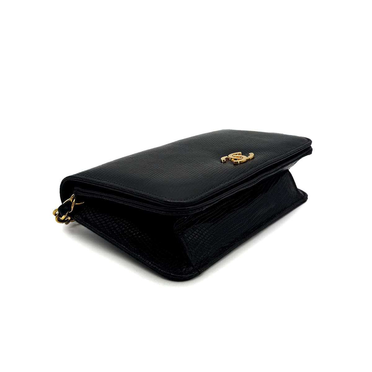 Luxury Promise Japan CHANEL VINTAGE FULL FLAP CHAIN SHOULDER BAG BLACK LIZARD 90292743