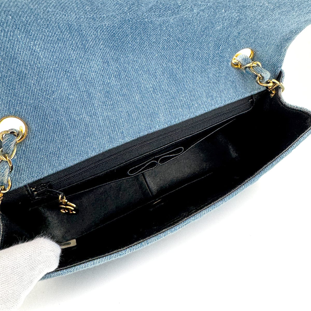 Luxury Promise Japan CHANEL VINTAGE FULL FLAP CHAIN SHOULDER BAG BLUE DENIM 90308202