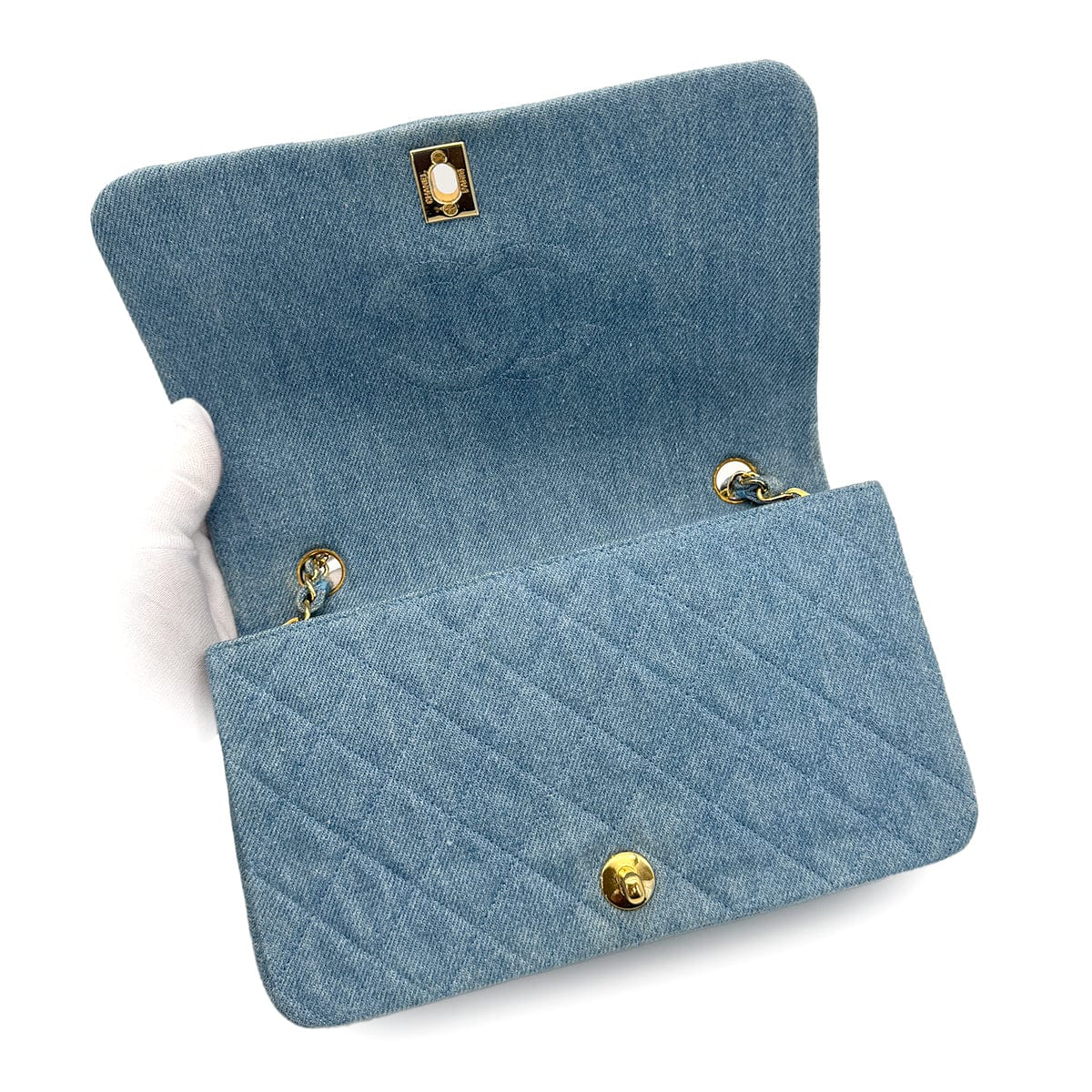 Luxury Promise Japan CHANEL VINTAGE FULL FLAP CHAIN SHOULDER BAG BLUE DENIM 90308202