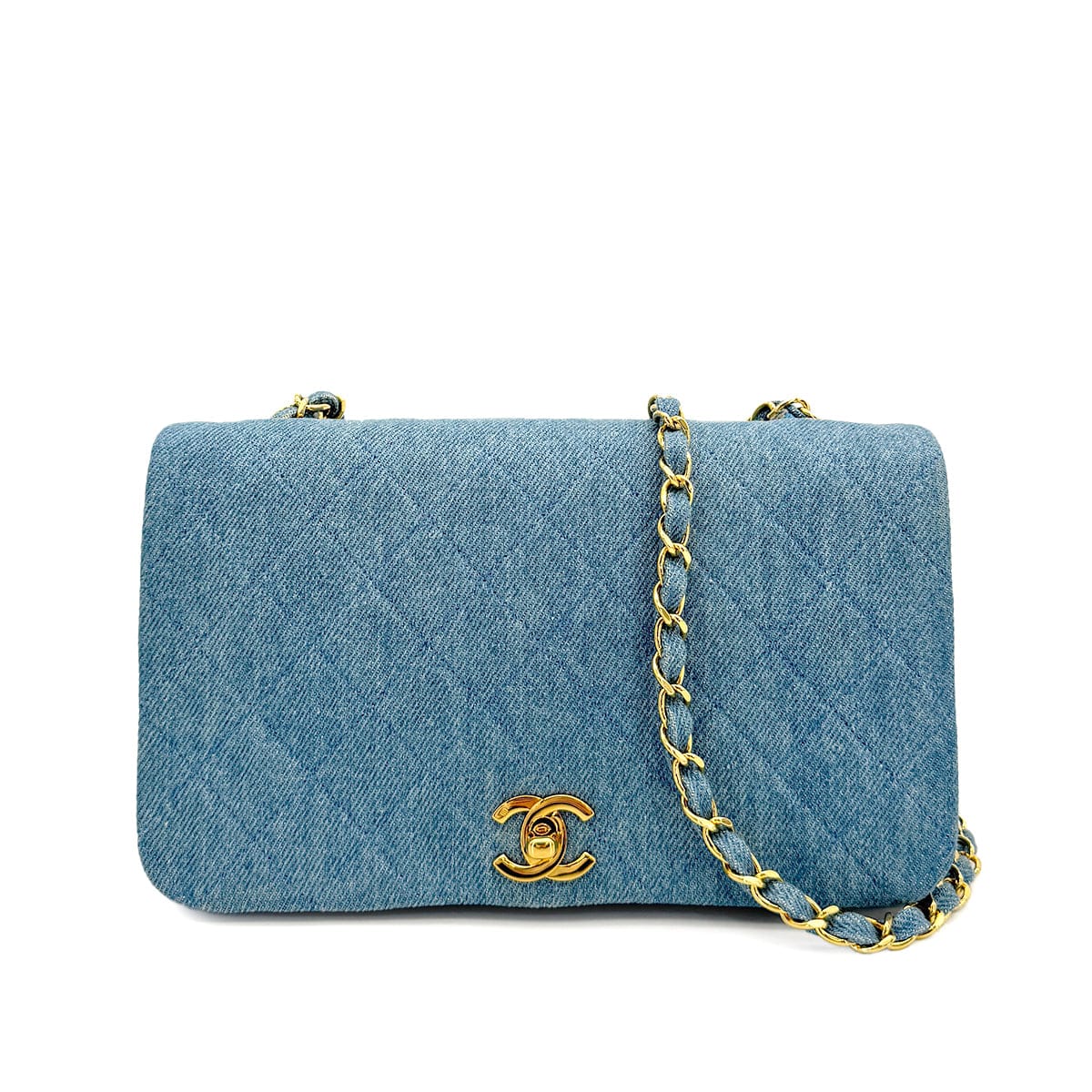 Luxury Promise Japan CHANEL VINTAGE FULL FLAP CHAIN SHOULDER BAG BLUE DENIM 90308202