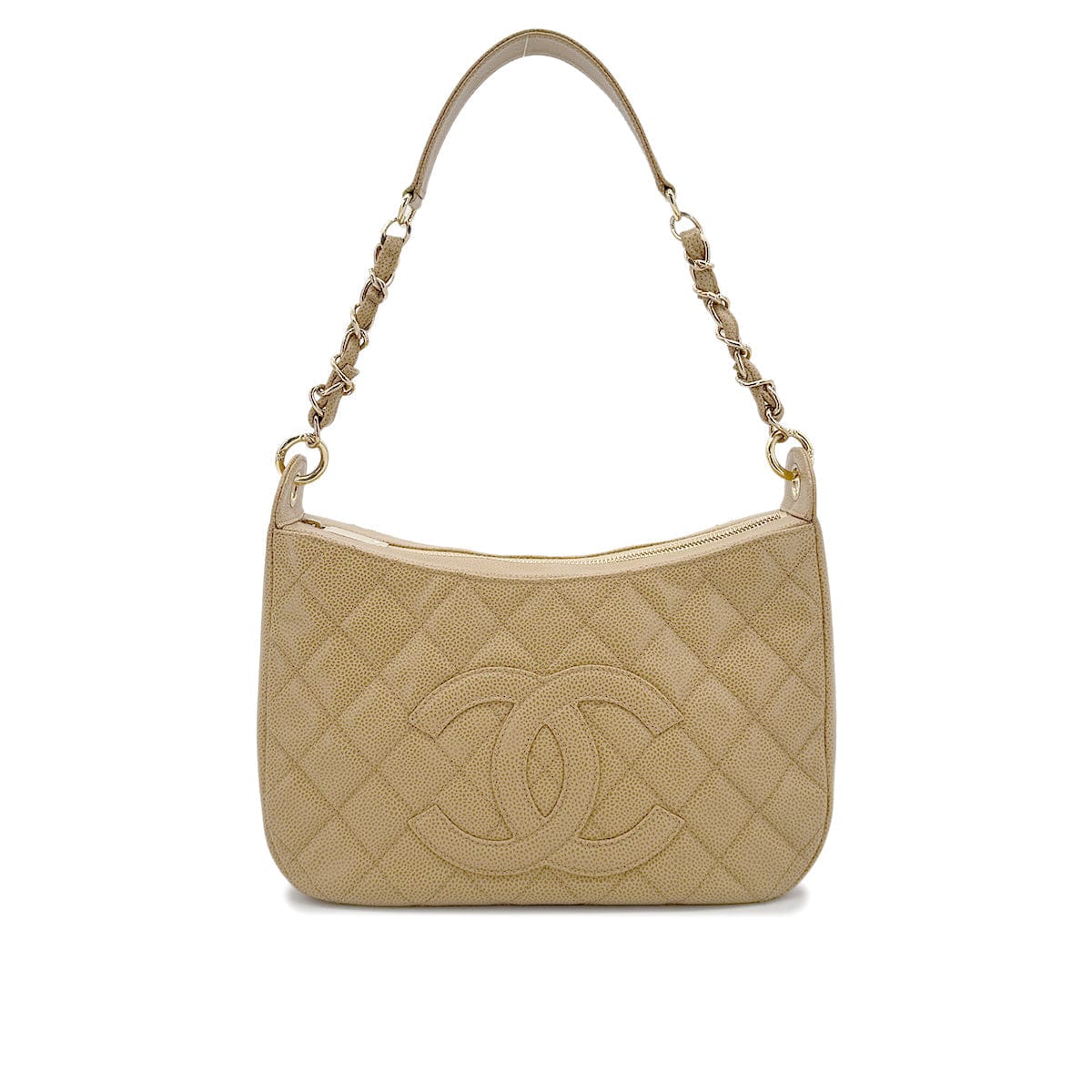 Luxury Promise Japan CHANEL VINTAGE HALF MOON ONE SHOULDER BAG BEIGE CAVIAR SKIN 90212859