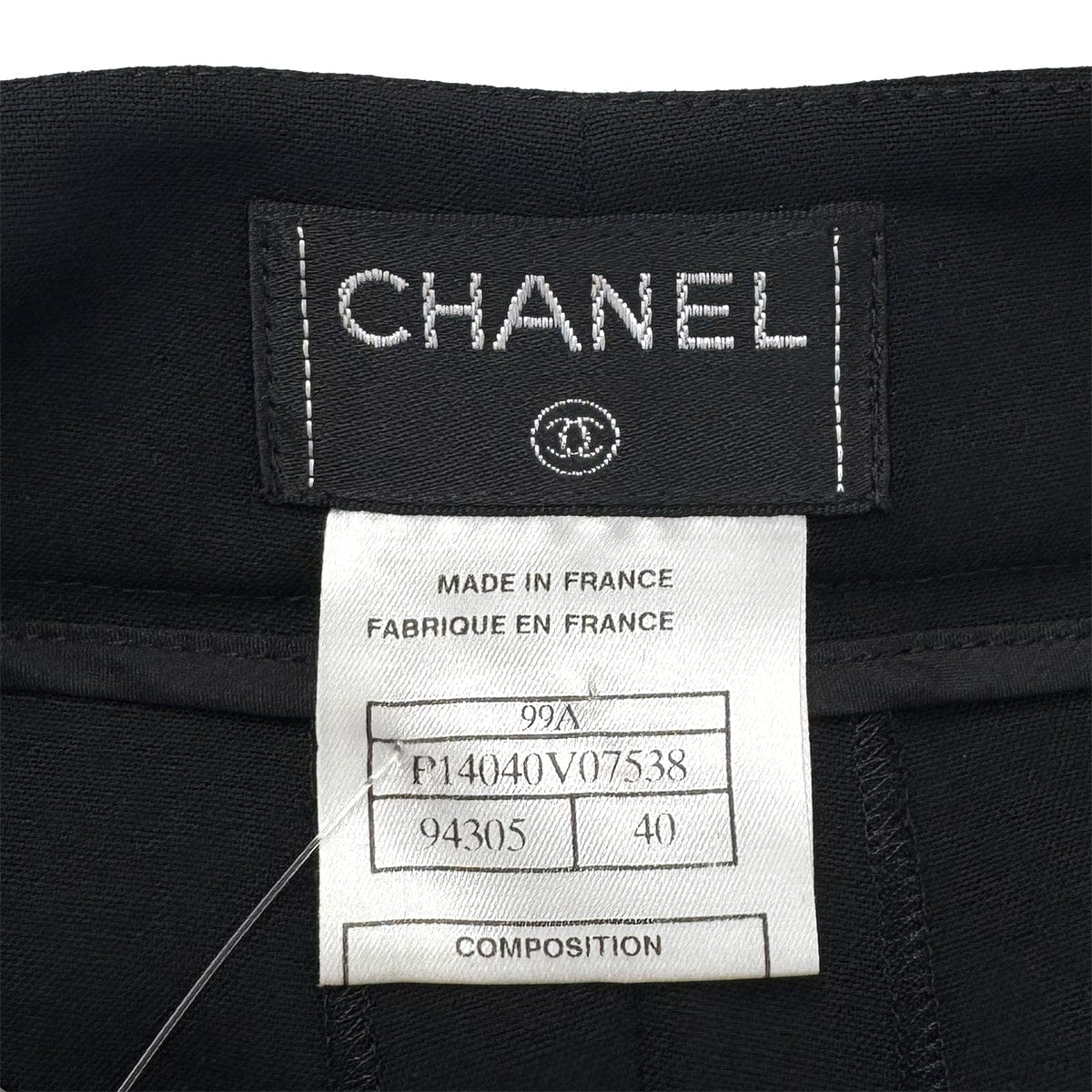 Luxury Promise Japan CHANEL VINTAGE JACKET PANTS SET BLACK WOOL 40 99A RTW 90286201