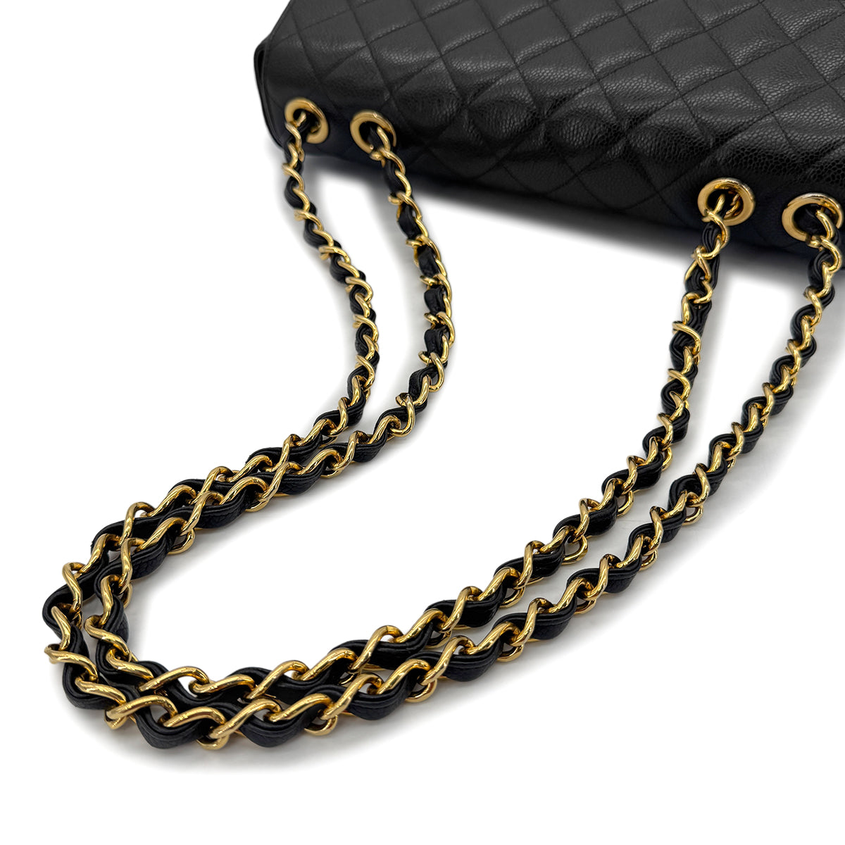 Luxury Promise Japan CHANEL VINTAGE JUMBO MATELASSE 30 CHAIN SHOULDER BAG BLACK CAVIAR SKIN 90289065