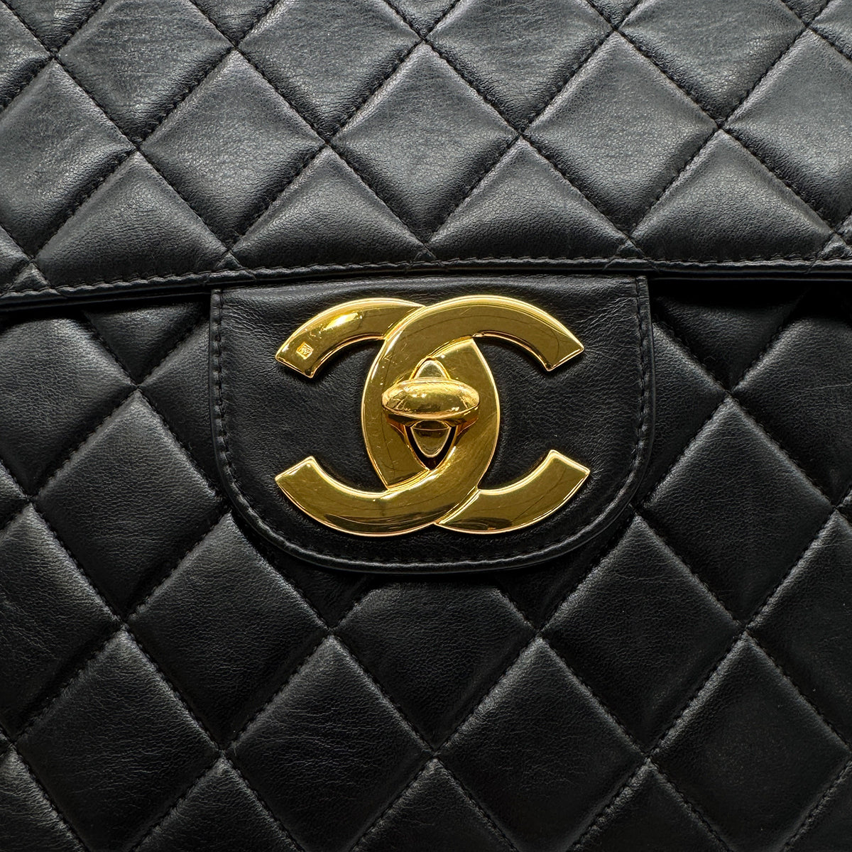 Luxury Promise Japan CHANEL VINTAGE JUMBO MATELASSE 30 CHAIN SHOULDER BAG BLACK LAMB SKIN 90302177