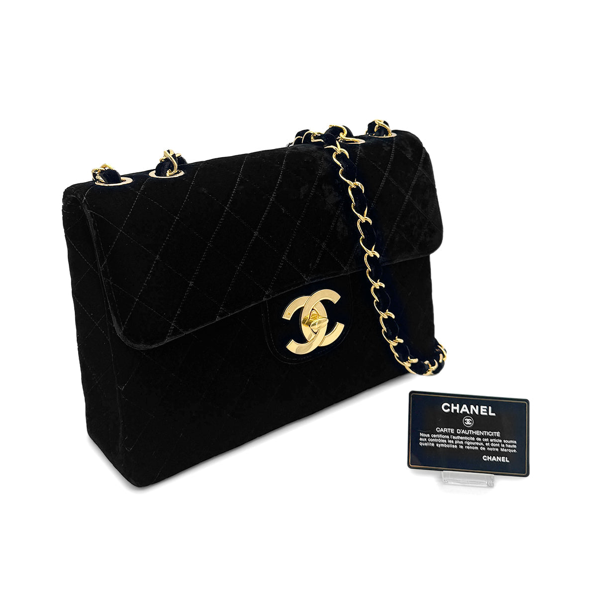 Luxury Promise Japan CHANEL VINTAGE JUMBO MATELASSE 30 CHAIN SHOULDER BAG BLACK VELOR 90283973