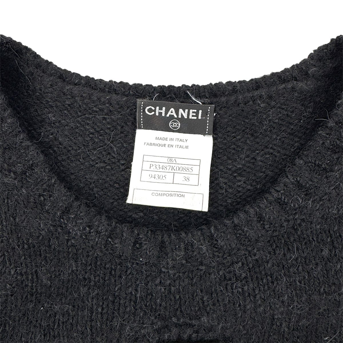 Luxury Promise Japan CHANEL VINTAGE KNIT TOPS GRIPOIX MOTIF BLACK 36 08A RTW 90283994