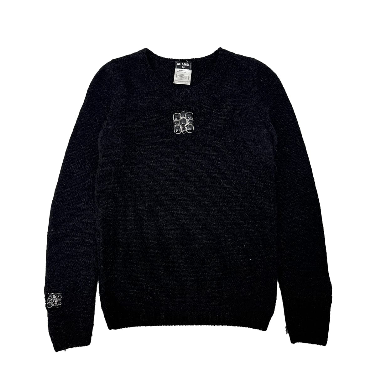 Luxury Promise Japan CHANEL VINTAGE KNIT TOPS GRIPOIX MOTIF BLACK 36 08A RTW 90283994