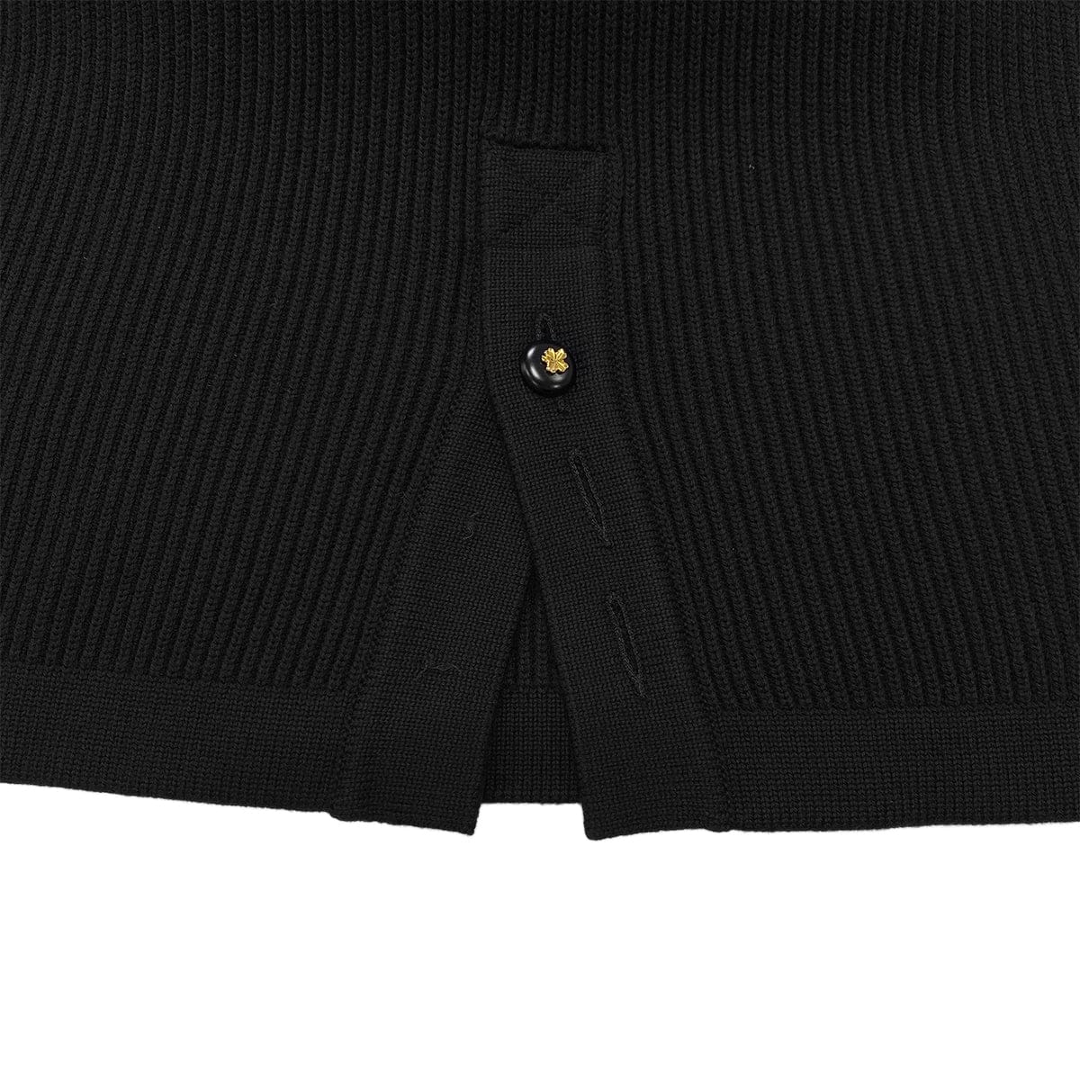 Luxury Promise Japan CHANEL VINTAGE KNIT TOPS SKIRT SET CLOVER BUTTON BLACK WOOL 38 RTW 90283151