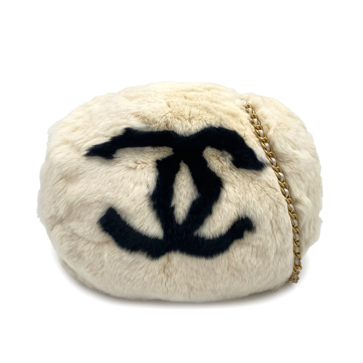 Luxury Promise Japan CHANEL VINTAGE LAPINFUR COCOMARK ARM WARMER CHAIN SHOULDER BAG WHITE FUR 90270848