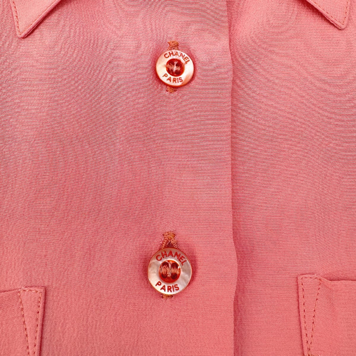 Luxury Promise Japan CHANEL VINTAGE LOGO BUTTON SHIRT PINK SILK 42 RTW 90292792