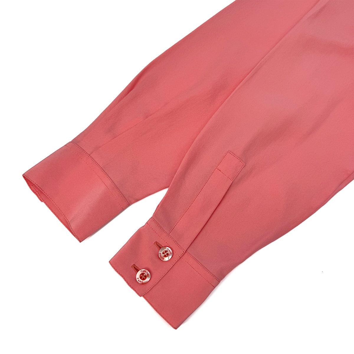 Luxury Promise Japan CHANEL VINTAGE LOGO BUTTON SHIRT PINK SILK 42 RTW 90292792