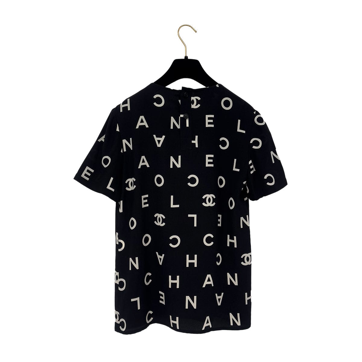 Luxury Promise Japan CHANEL VINTAGE LOGO COCOMARK BLOUSE TOPS BLACK WHITE SILK 38 97P RTW 90286908