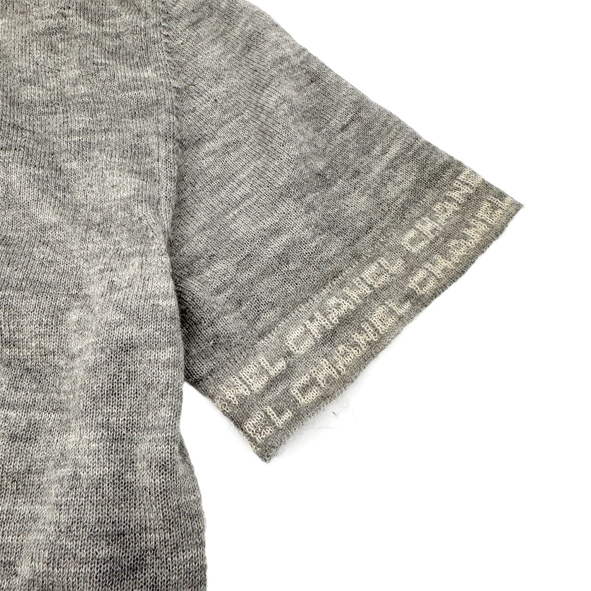 Luxury Promise Japan CHANEL VINTAGE LOGO HALF SLEEVE KNIT CARDIGAN GRAY CASHMERE 42 99C RTW 90296579