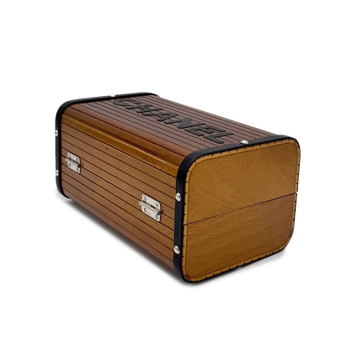 Luxury Promise Japan CHANEL VINTAGE LOGO WOOD VANITY HAND BAG BROWN WOOD LEATHER 90277237