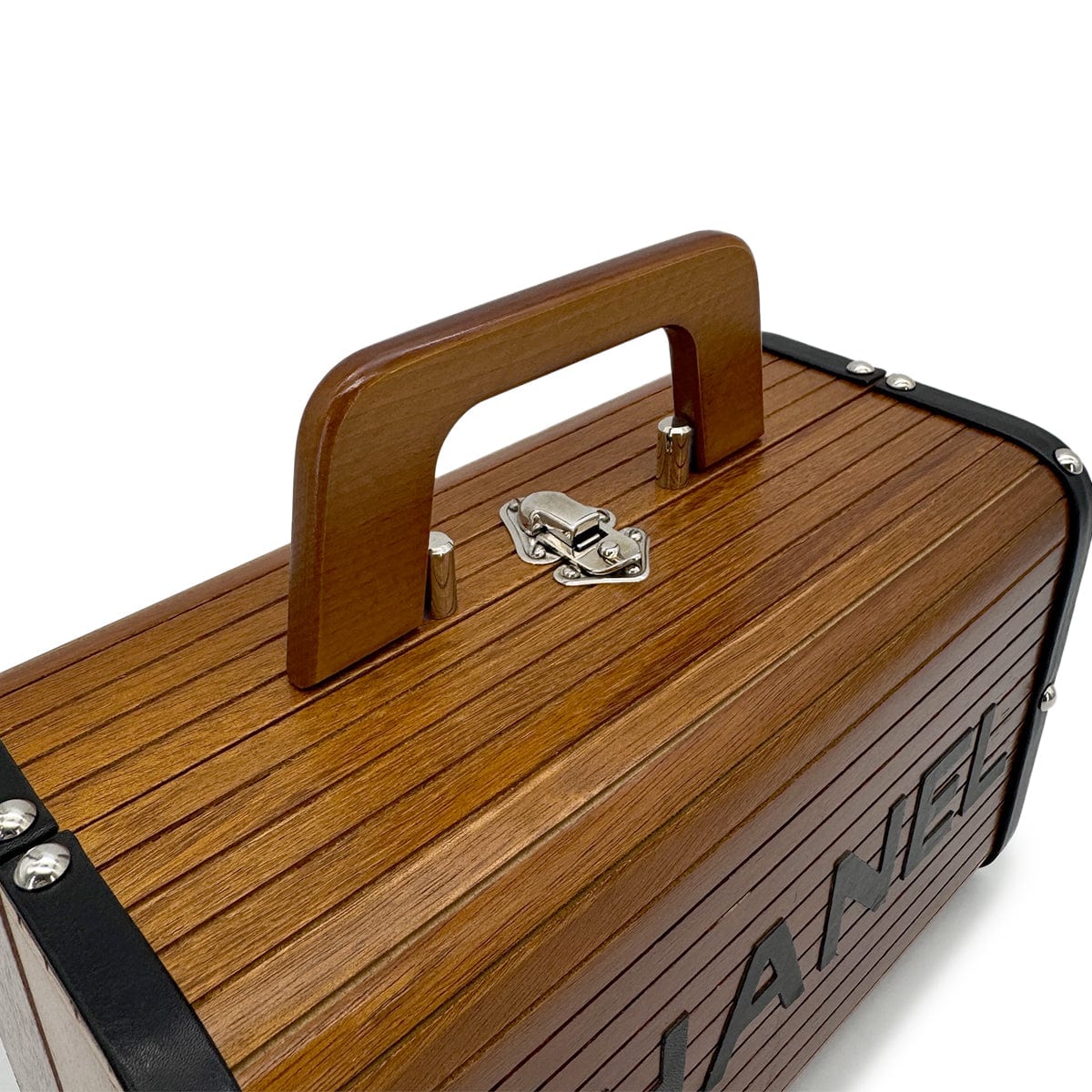 Luxury Promise Japan CHANEL VINTAGE LOGO WOOD VANITY HAND BAG BROWN WOOD LEATHER 90277237