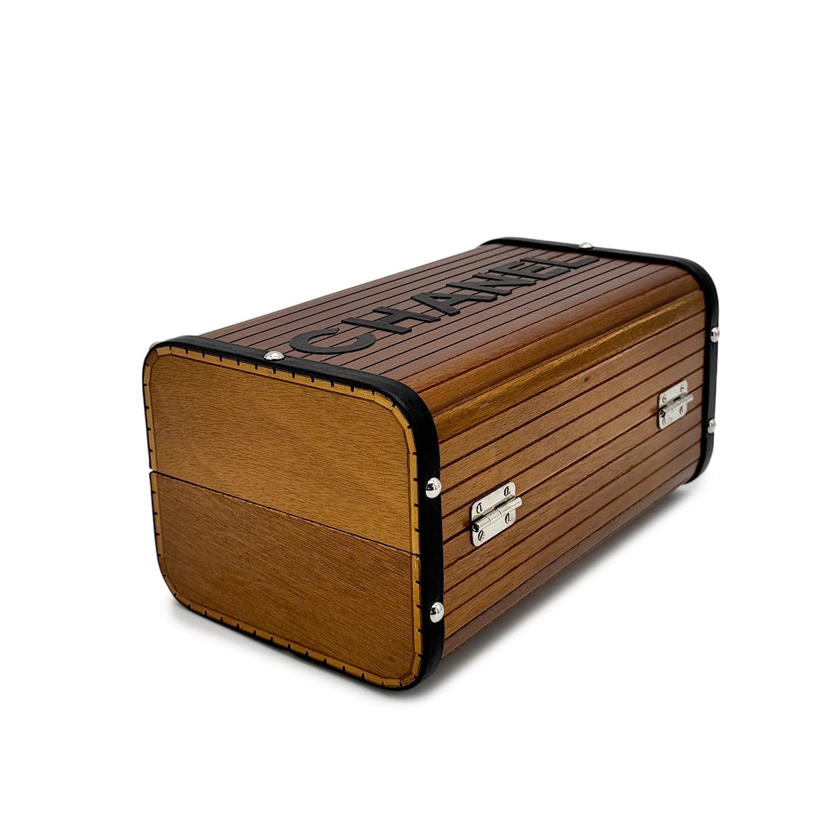 Luxury Promise Japan CHANEL VINTAGE LOGO WOOD VANITY HAND BAG BROWN WOOD LEATHER 90277237