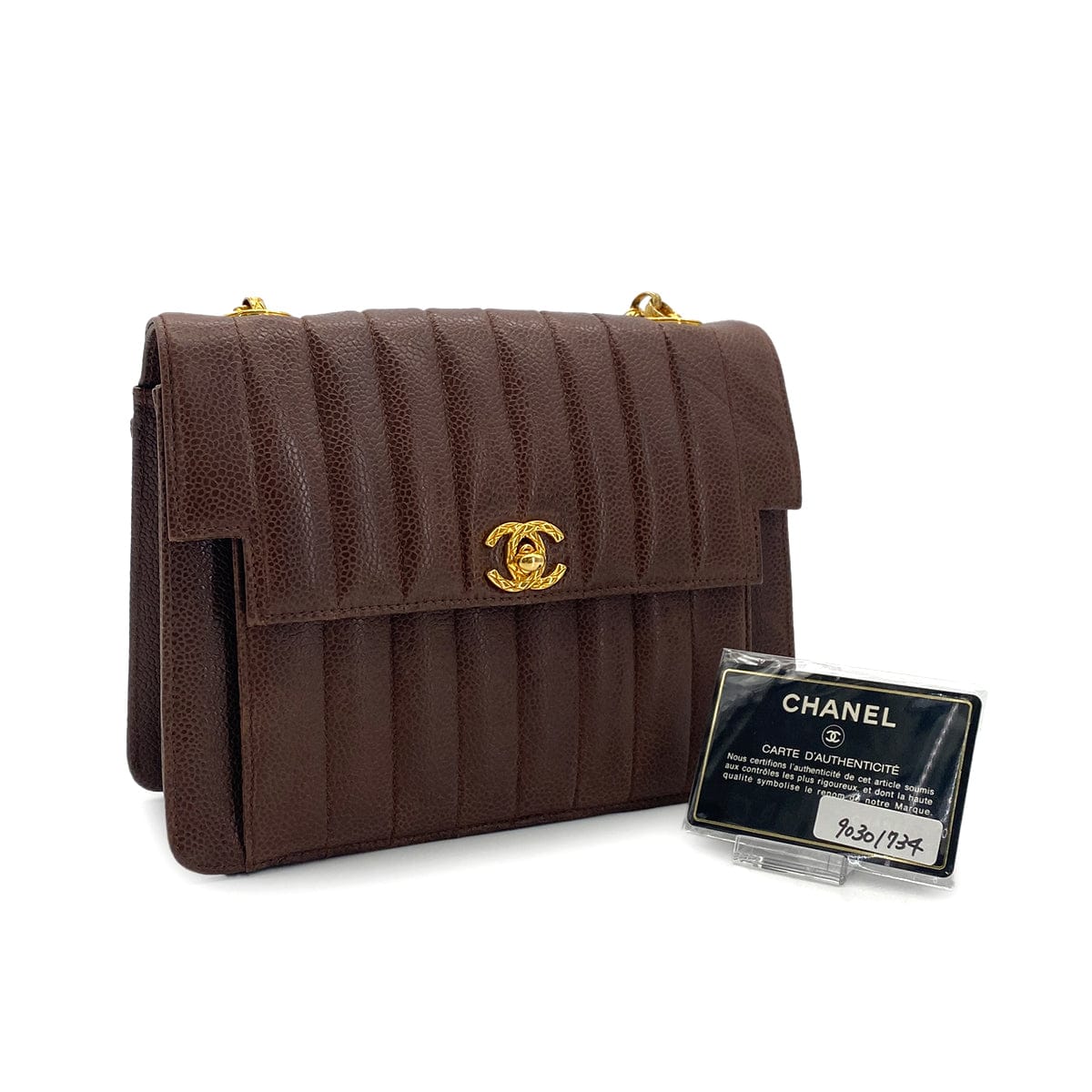 Luxury Promise Japan CHANEL VINTAGE MADEMOISELLE BIJOU CHAIN SHOULDER BAG BROWN CAVIAR SKIN 90301734