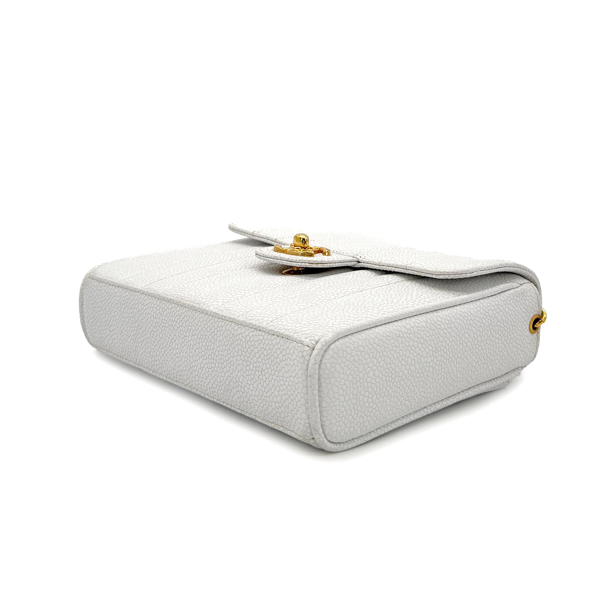 Luxury Promise Japan CHANEL VINTAGE MADEMOISELLE BIJOU CHAIN SHOULDER BAG WHITE CAVIAR SKIN 90281244