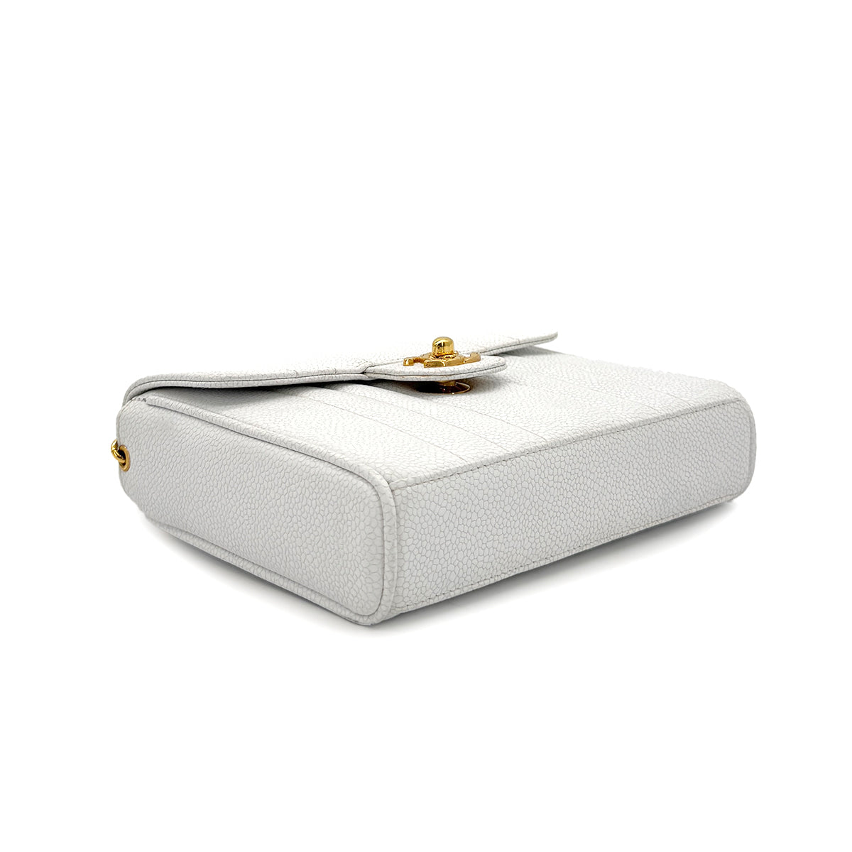 Luxury Promise Japan CHANEL VINTAGE MADEMOISELLE BIJOU CHAIN SHOULDER BAG WHITE CAVIAR SKIN 90281244