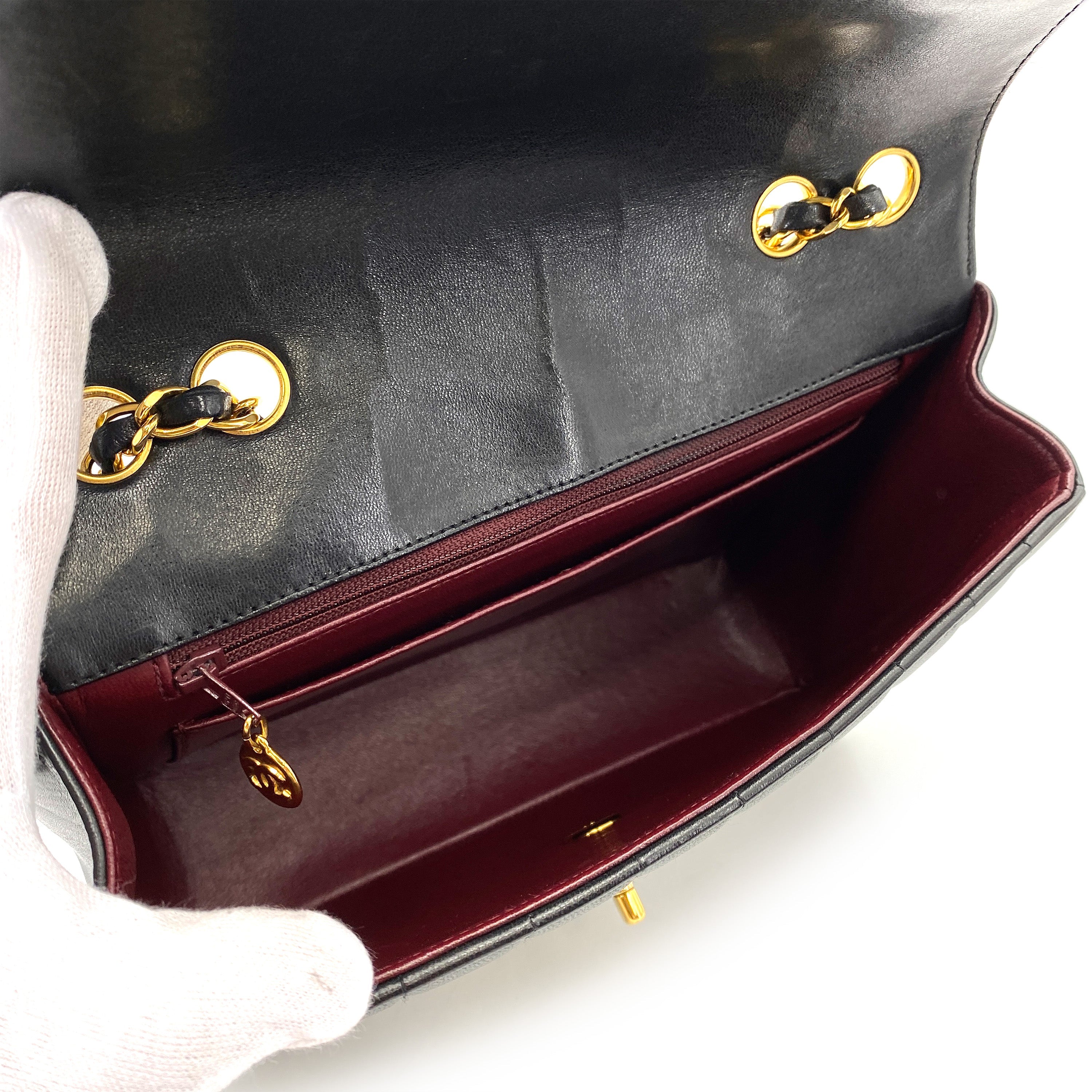 Luxury Promise Japan CHANEL VINTAGE MADEMOISELLE CHAIN SHOULDER BAG BLACK LAMB SKIN 90247089