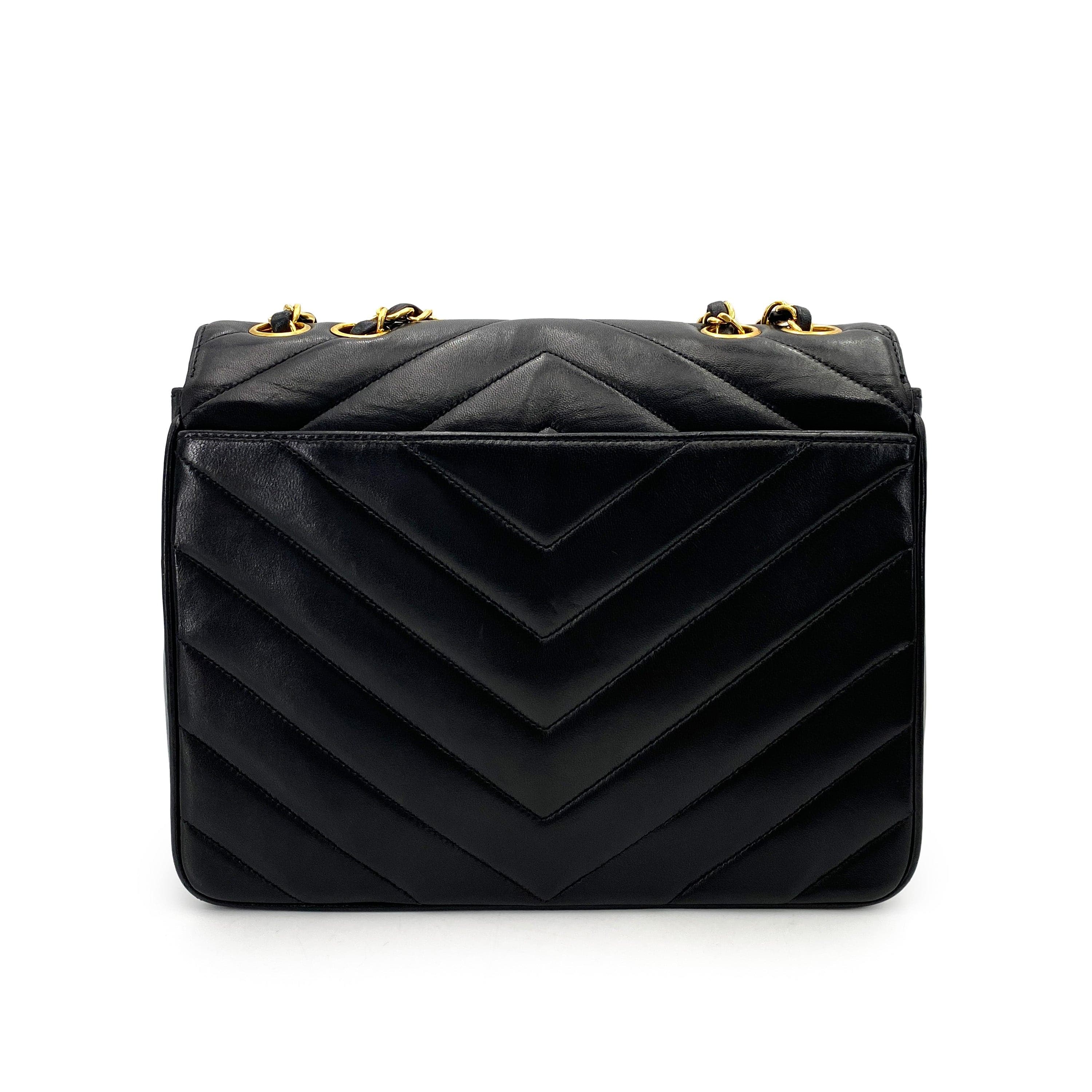 Luxury Promise Japan CHANEL VINTAGE MADEMOISELLE CHAIN SHOULDER BAG BLACK LAMB SKIN 90247089