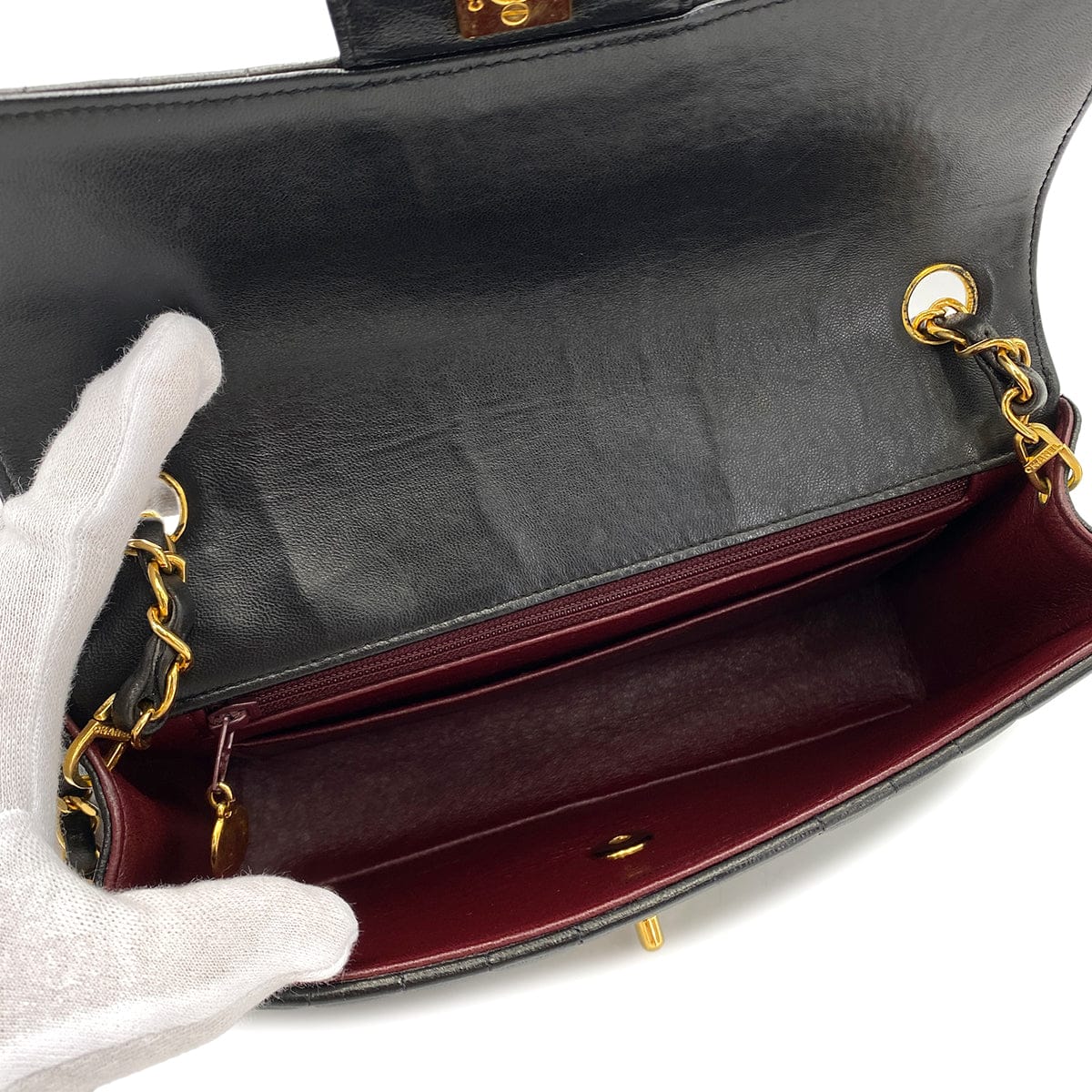 Luxury Promise Japan CHANEL VINTAGE MADEMOISELLE CHAIN SHOULDER BAG BLACK LAMB SKIN 90249030