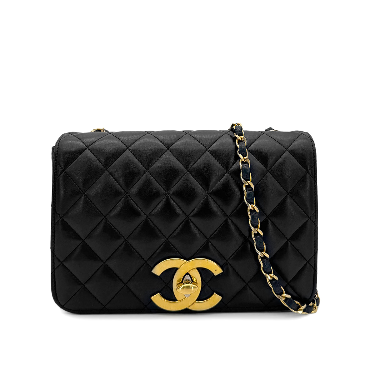 Luxury Promise Japan CHANEL VINTAGE MATELASSE BIG COCO CHAIN SHOULDER BAG BLACK LAMB SKIN 90272800