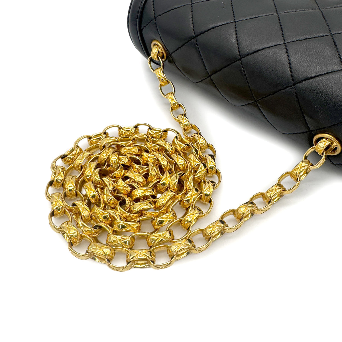 Luxury Promise Japan CHANEL VINTAGE MATELASSE BIJOU CHAIN SHOULDER BAG BLACK LAMB SKIN 90272876
