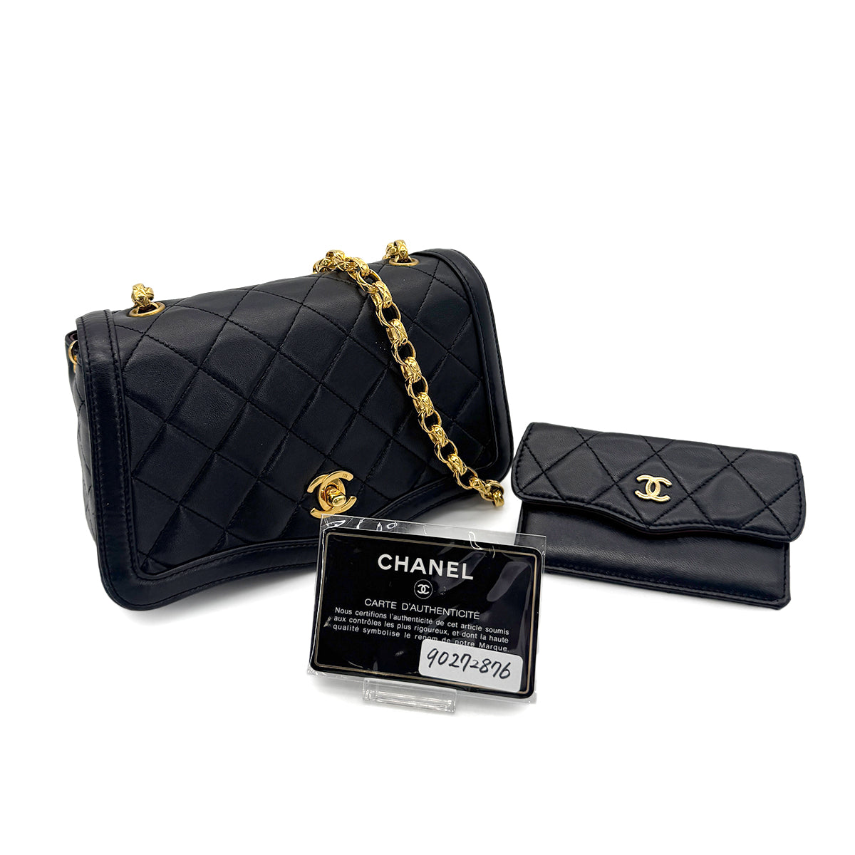 Luxury Promise Japan CHANEL VINTAGE MATELASSE BIJOU CHAIN SHOULDER BAG BLACK LAMB SKIN 90272876