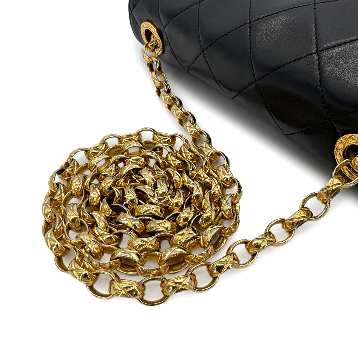 Luxury Promise Japan CHANEL VINTAGE MATELASSE BIJOU CHAIN SHOULDER BAG BLACK LAMB SKIN 90280712