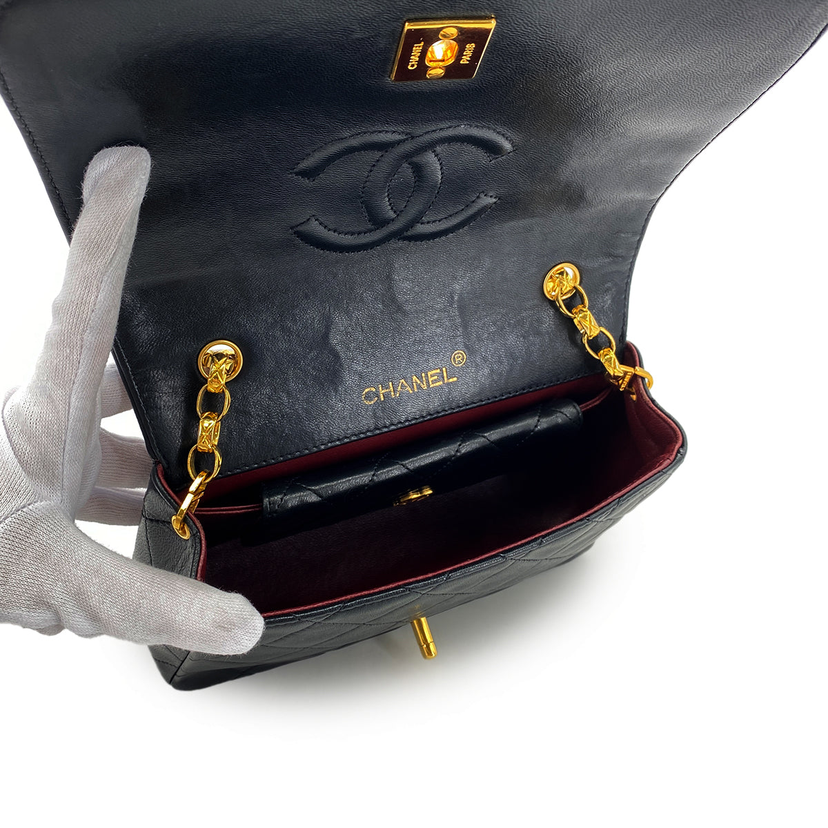 Luxury Promise Japan CHANEL VINTAGE MATELASSE BIJOU CHAIN SHOULDER BAG BLACK LAMB SKIN 90288982