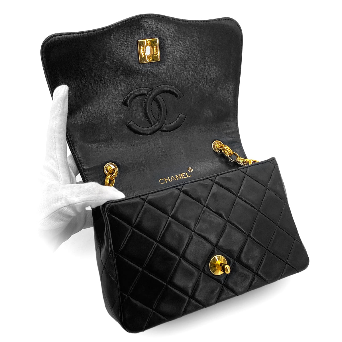 Luxury Promise Japan CHANEL VINTAGE MATELASSE BIJOU CHAIN SHOULDER BAG BLACK LAMB SKIN 90288982