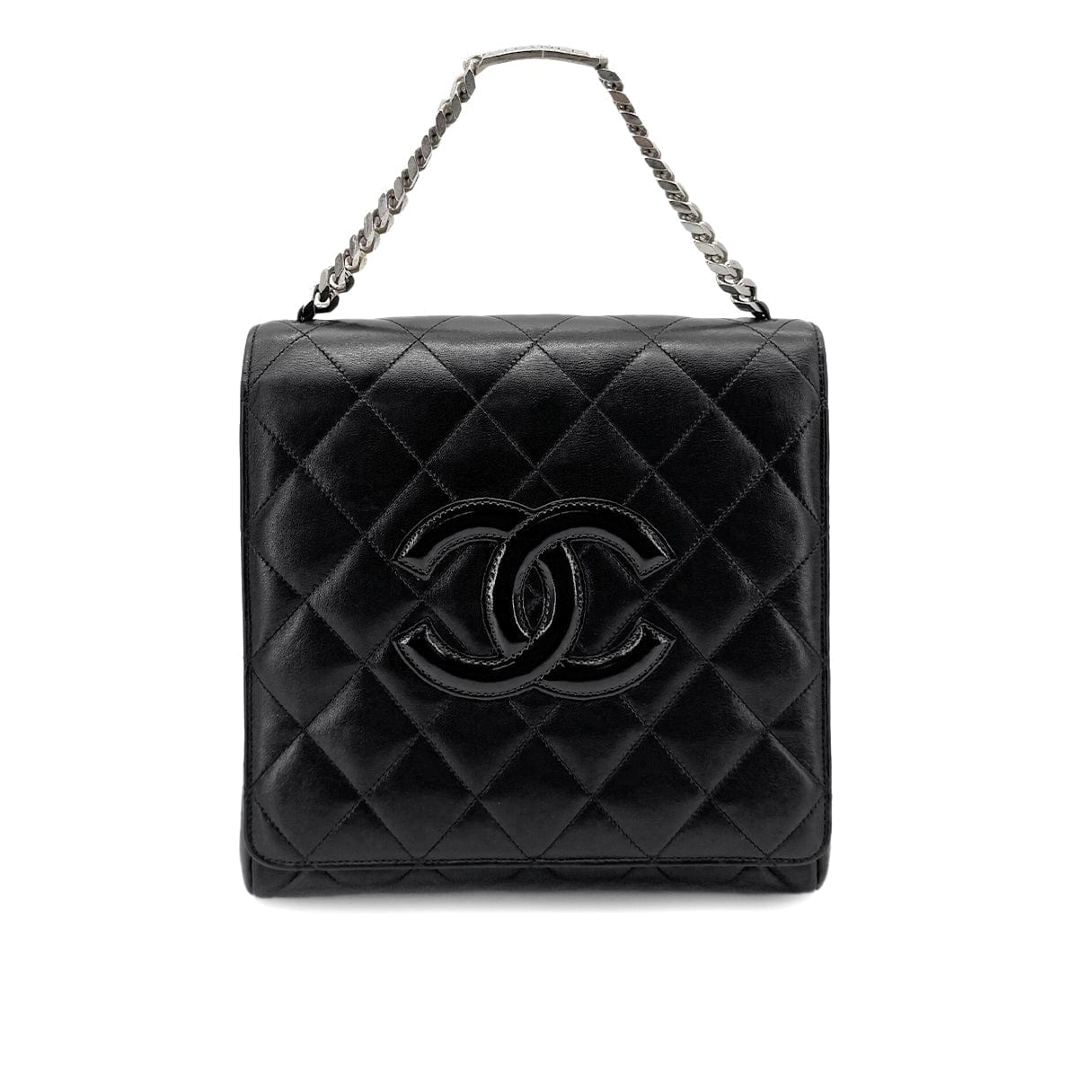 Luxury Promise Japan CHANEL VINTAGE MATELASSE CHAIN HAND BAG BLACK LAMB SKIN 90273004