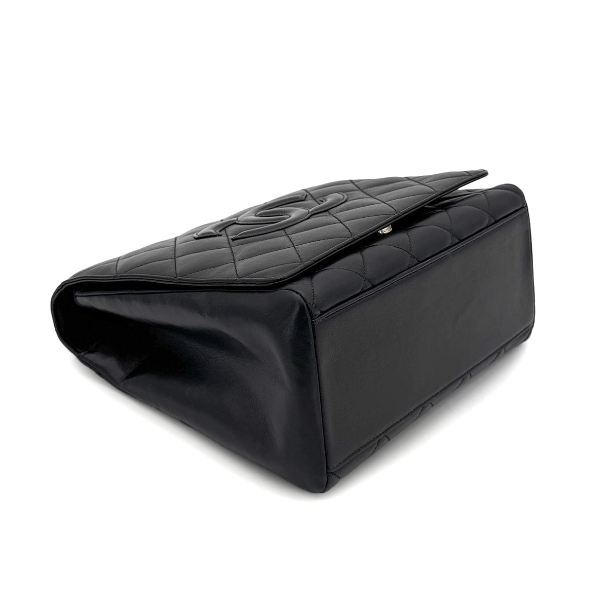 Luxury Promise Japan CHANEL VINTAGE MATELASSE CHAIN HAND BAG BLACK LAMB SKIN 90273004