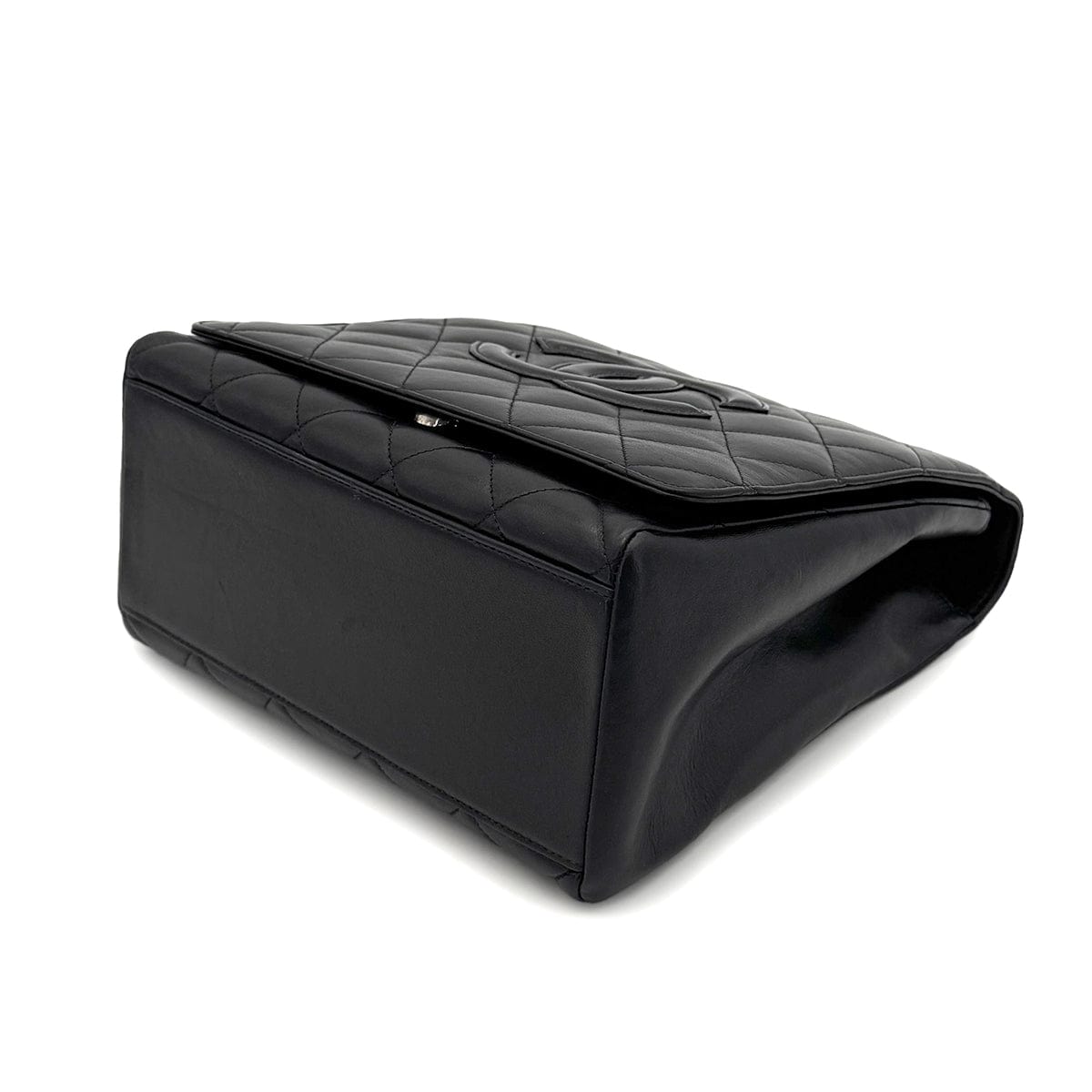 Luxury Promise Japan CHANEL VINTAGE MATELASSE CHAIN HAND BAG BLACK LAMB SKIN 90273004