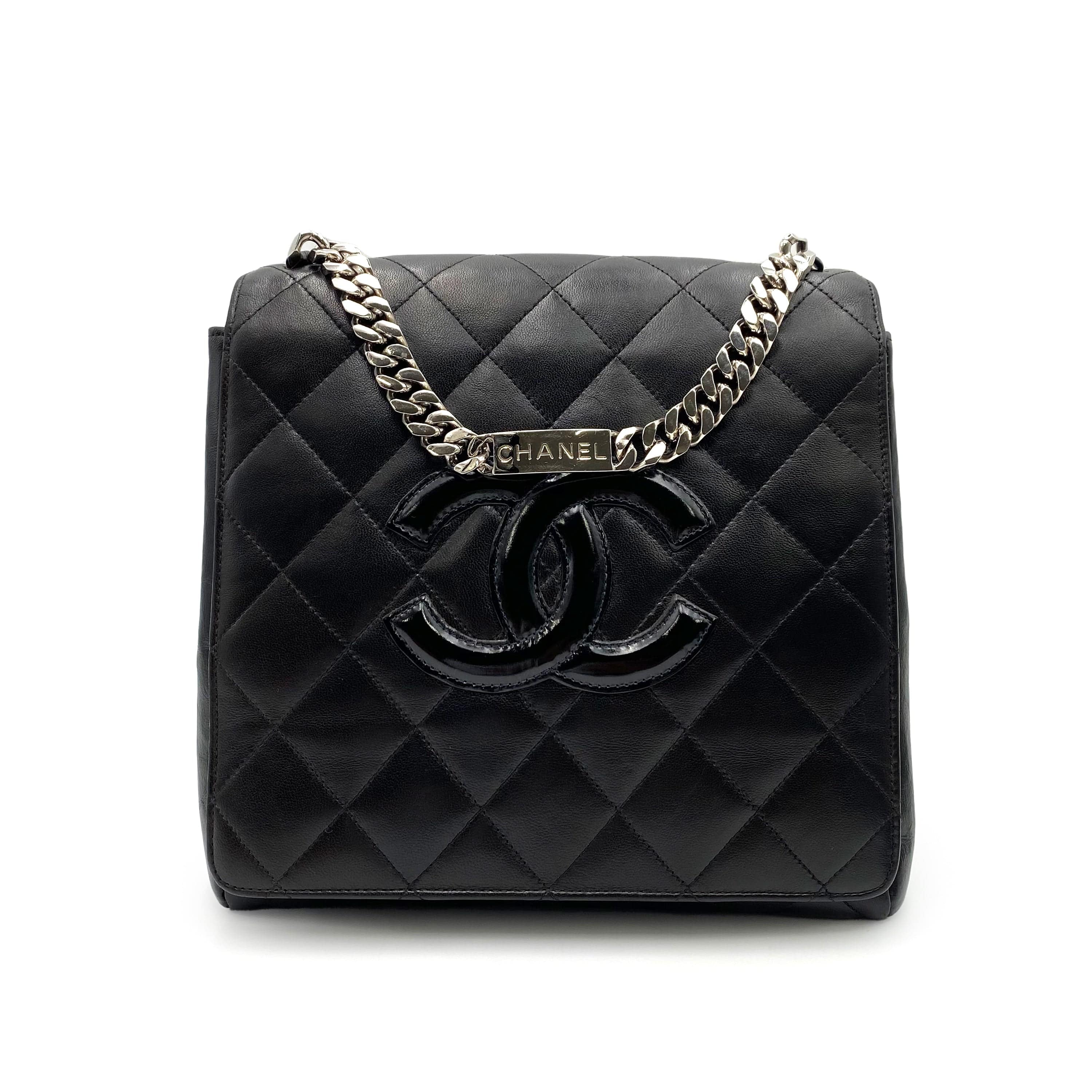 Luxury Promise Japan CHANEL VINTAGE MATELASSE CHAIN HAND BAG BLACK LAMB SKIN SHW 90235883