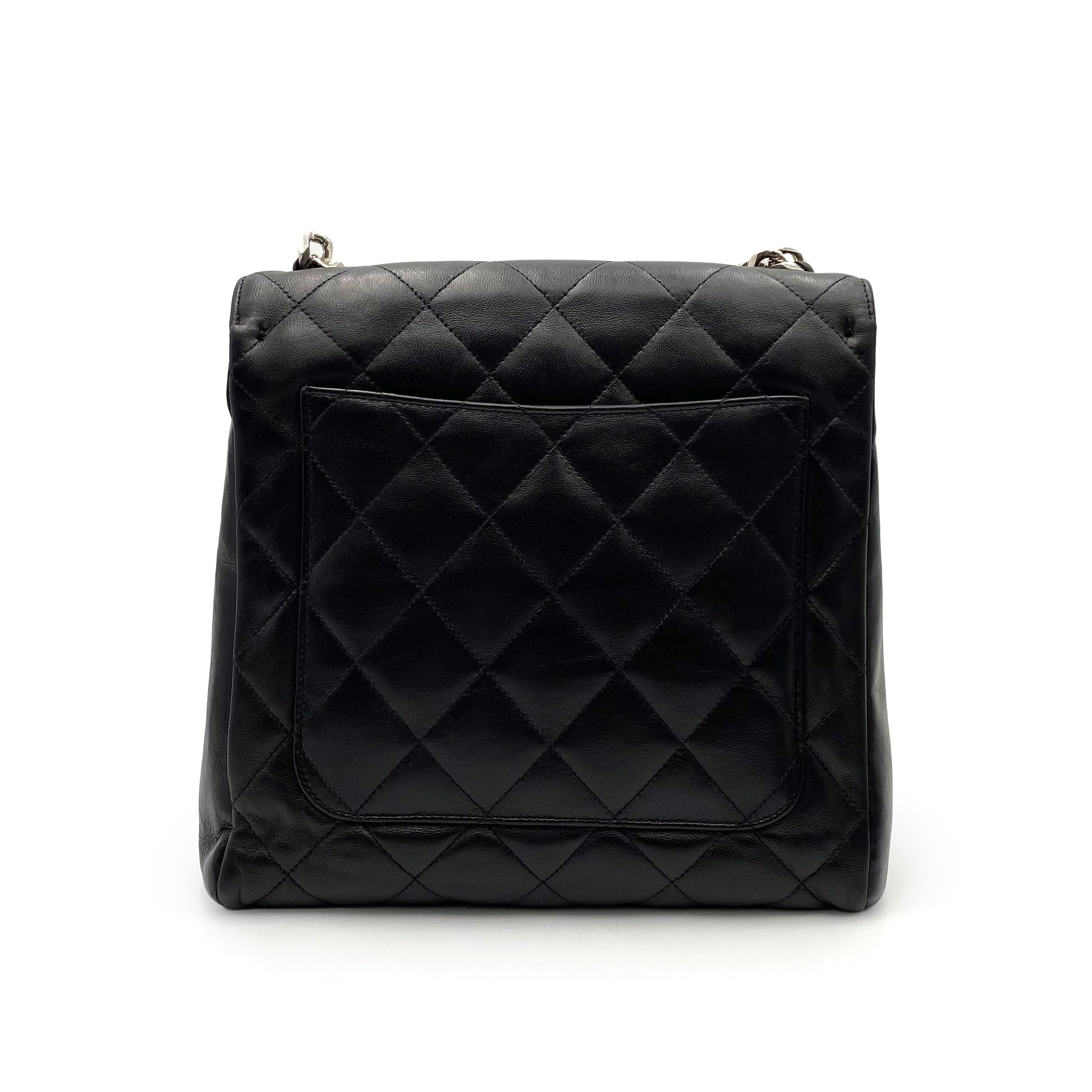 Luxury Promise Japan CHANEL VINTAGE MATELASSE CHAIN HAND BAG BLACK LAMB SKIN SHW 90235883