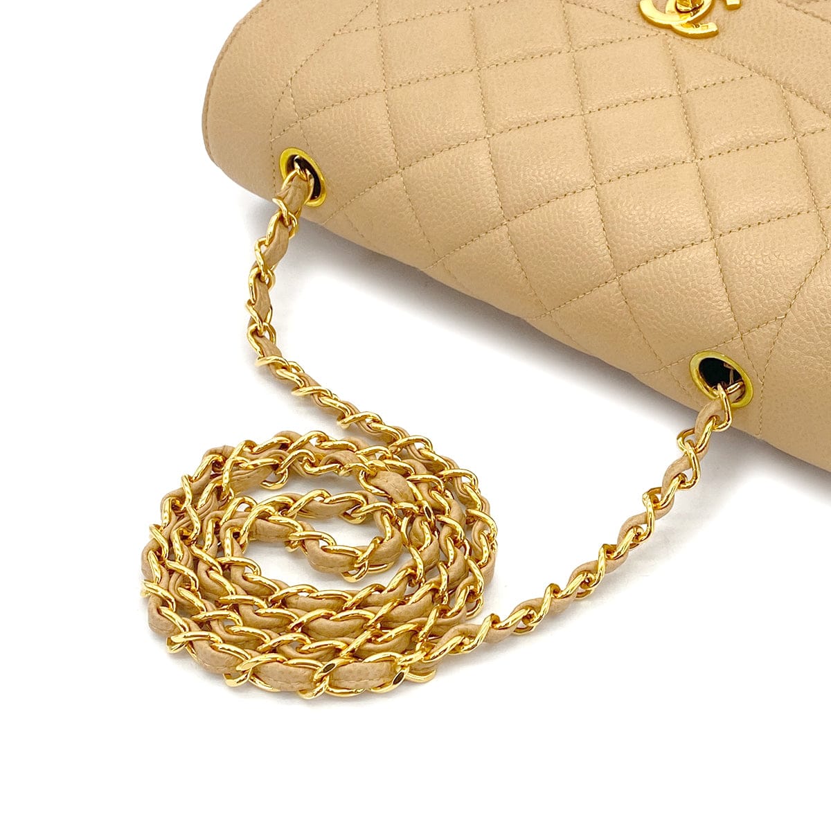Luxury Promise Japan CHANEL VINTAGE MATELASSE CHAIN SHOULDER BAG BEIGE CAVIAR SKIN 90301634
