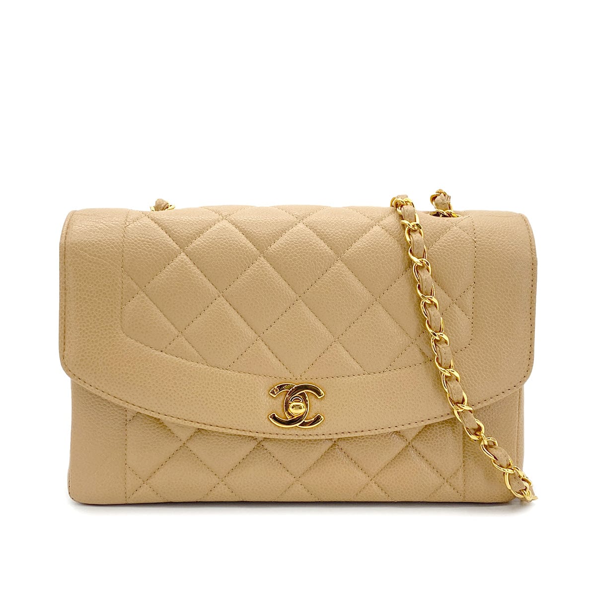 Luxury Promise Japan CHANEL VINTAGE MATELASSE CHAIN SHOULDER BAG BEIGE CAVIAR SKIN 90301634