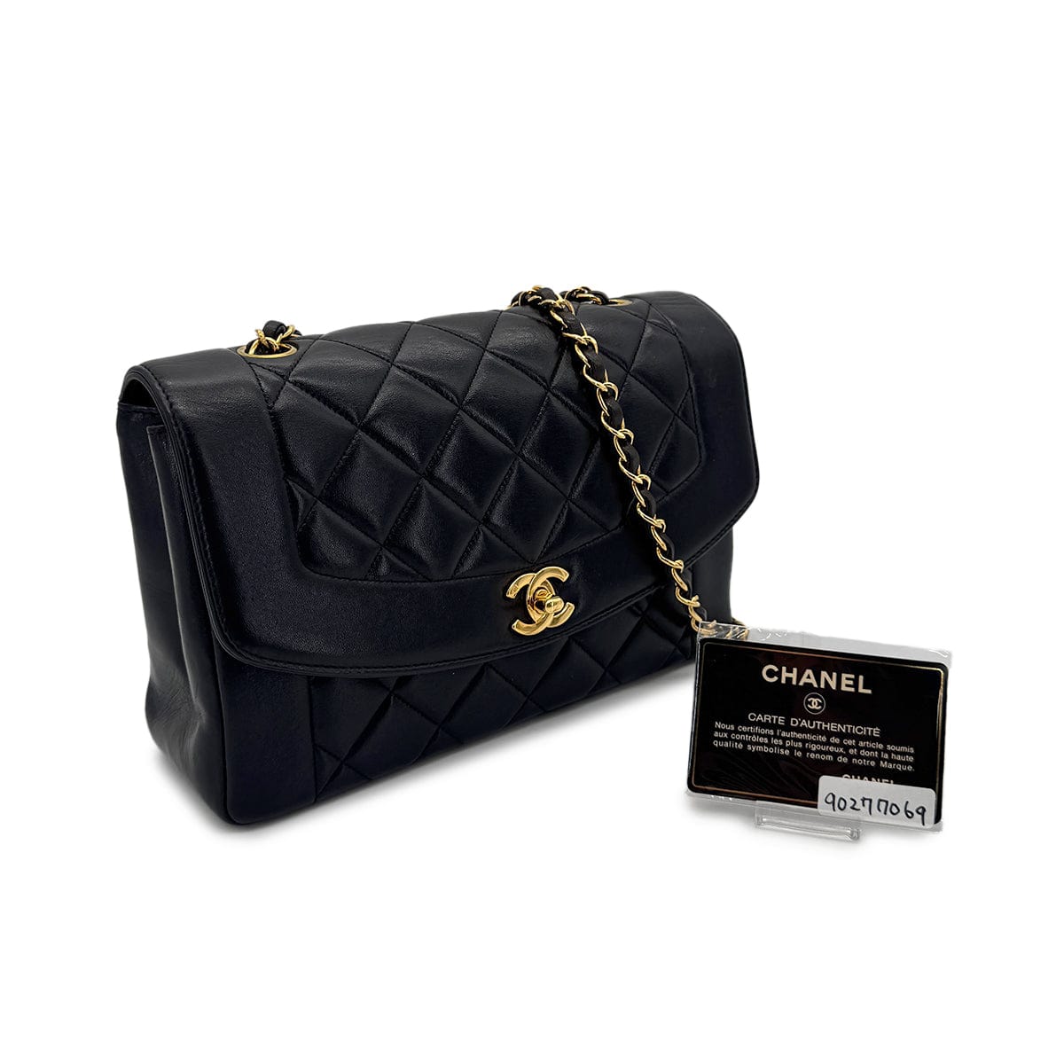 Luxury Promise Japan CHANEL VINTAGE MATELASSE CHAIN SHOULDER BAG BLACK LAMB SKIN 90277069