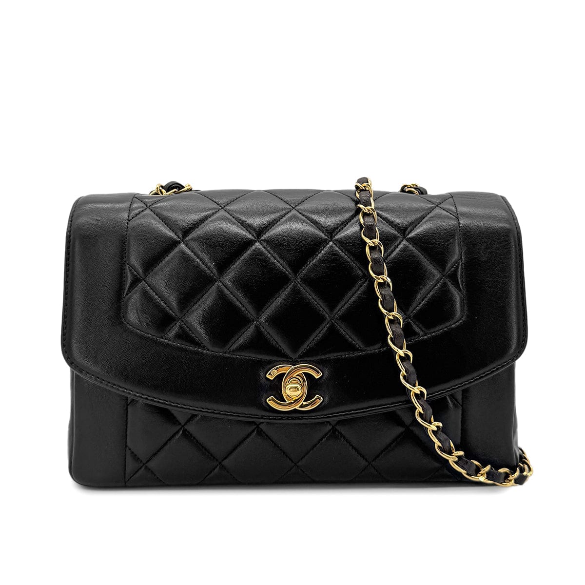 Luxury Promise Japan CHANEL VINTAGE MATELASSE CHAIN SHOULDER BAG BLACK LAMB SKIN 90277069