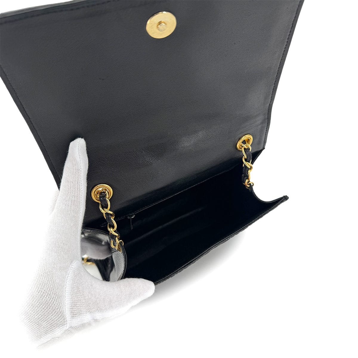 Luxury Promise Japan CHANEL VINTAGE MATELASSE CHAIN SHOULDER BAG BLACK LIZARD 90291459