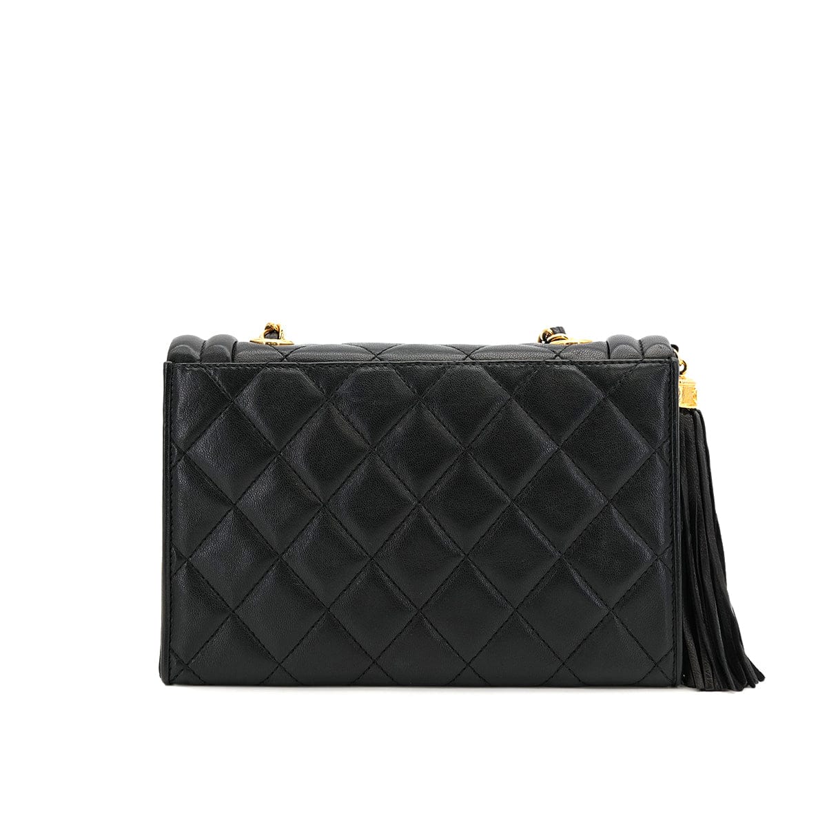 Luxury Promise Japan CHANEL VINTAGE MATELASSE CHAIN SHOULDER BAG FRINGE BLACK LAMB SKIN 90307819