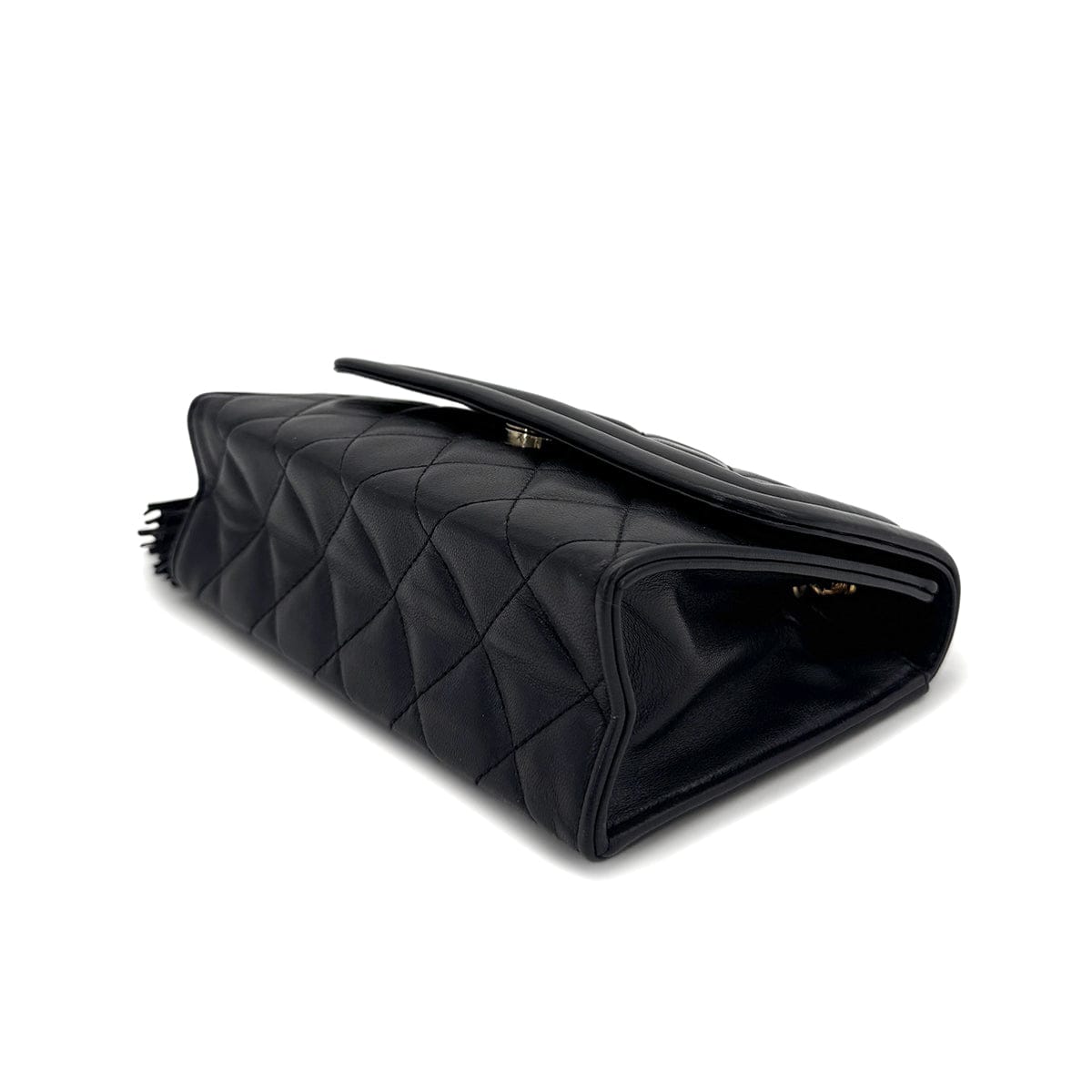 Luxury Promise Japan CHANEL VINTAGE MATELASSE CHAIN SHOULDER BAG FRINGE BLACK LAMB SKIN 90307819
