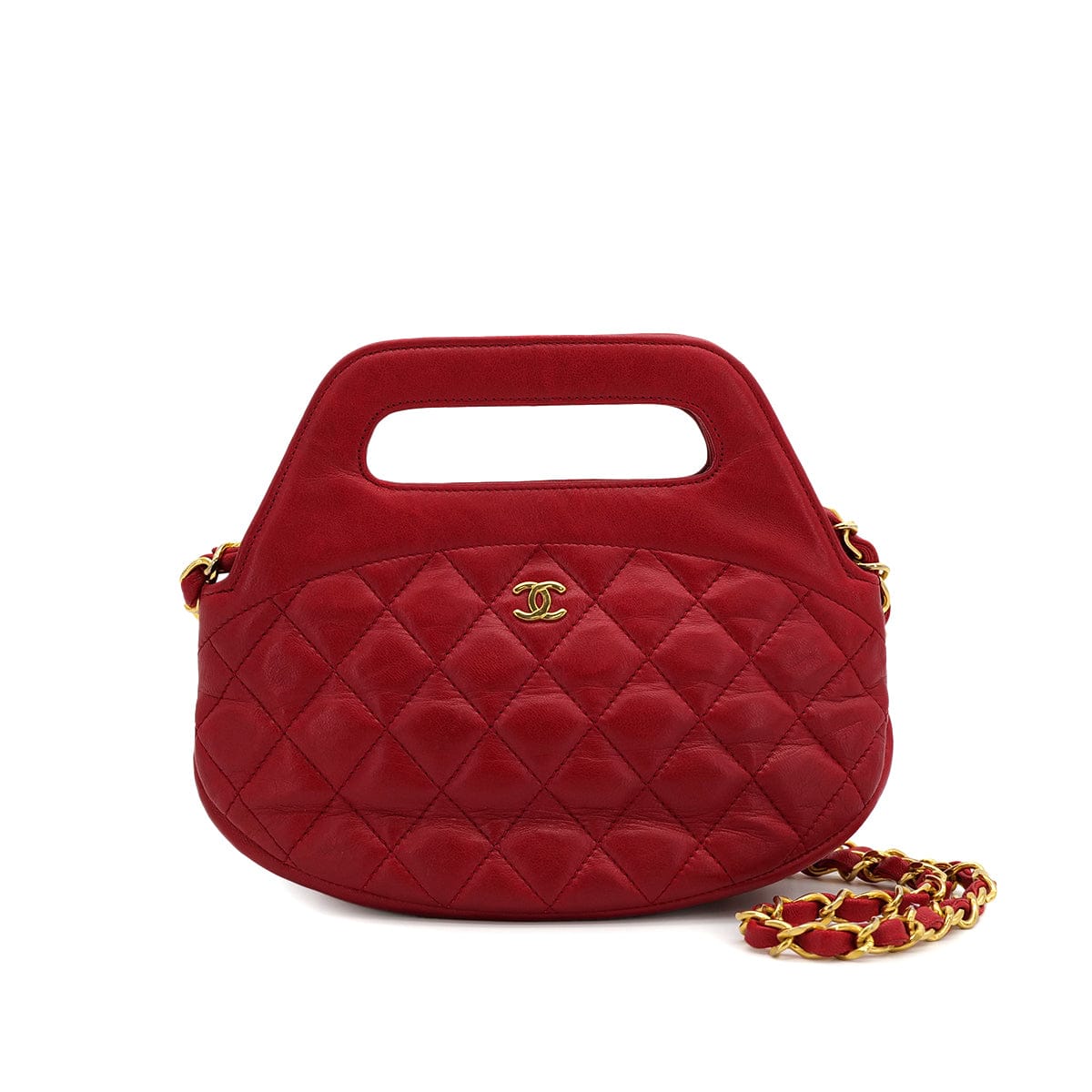 Luxury Promise Japan CHANEL VINTAGE MATELASSE CHAIN SHOULDER BAG RED LAMB SKIN 90308348