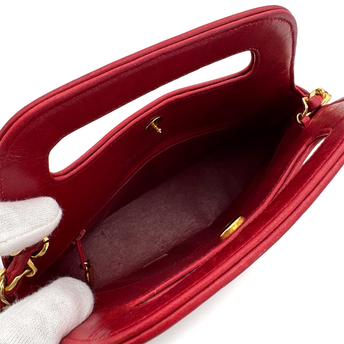 Luxury Promise Japan CHANEL VINTAGE MATELASSE CHAIN SHOULDER BAG RED LAMB SKIN 90308348