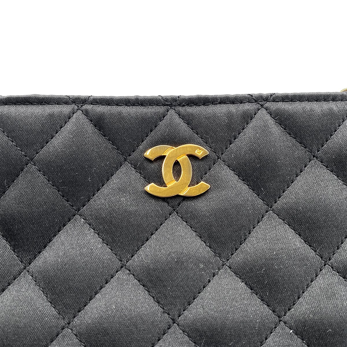 Luxury Promise Japan CHANEL VINTAGE MATELASSE CHAIN TOTE BAG BLACK SATIN LAMB SKIN 90268876