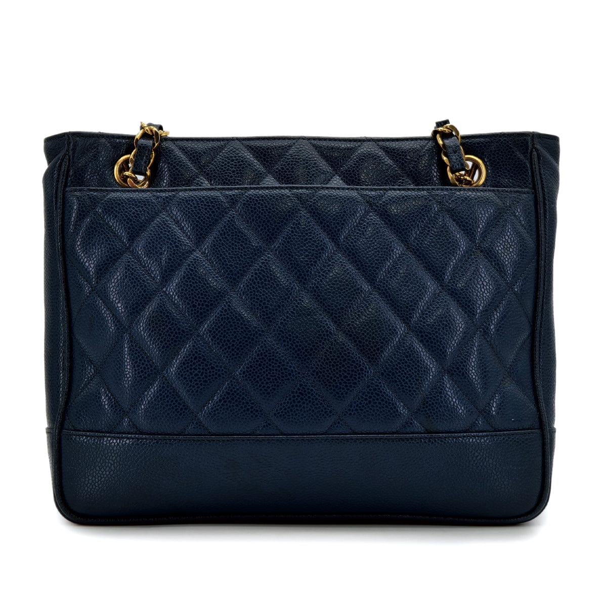 Luxury Promise Japan CHANEL VINTAGE MATELASSE CHAIN TOTE BAG NAVY CAVIAR SKIN GOLD HARDWARE 90311051